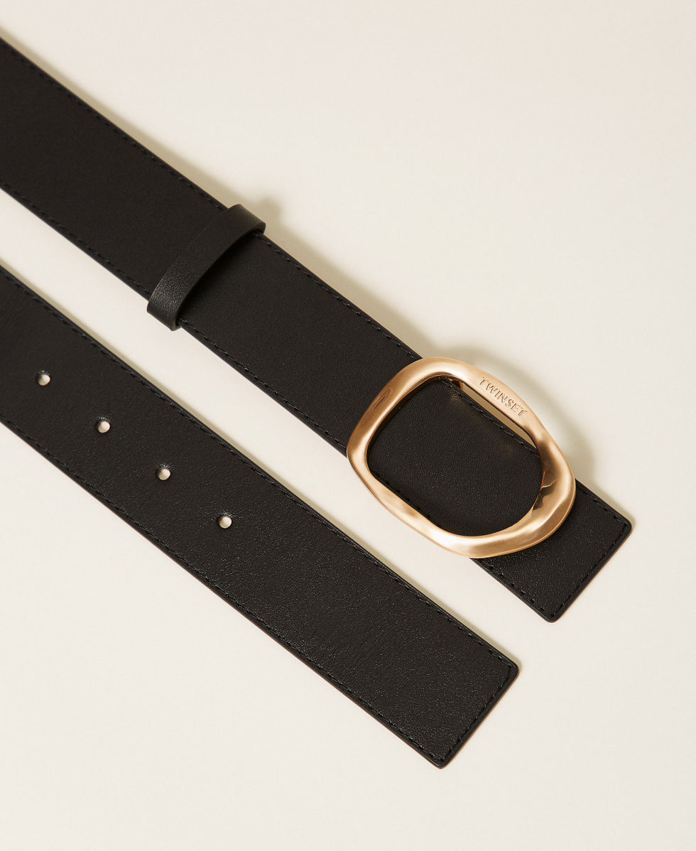 Reversible leather belt with buckle Two tone Black/Land Brown Woman 252TA402A_12674_02