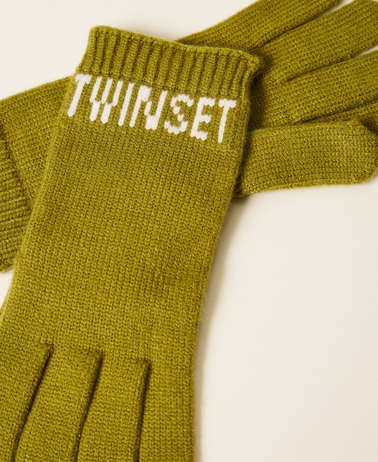 Трикотажные перчатки с логотипом Оливковое масло Девочка 252GJ5016_12576_02