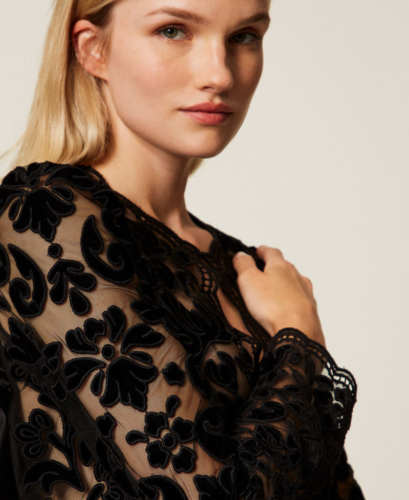 Tulle jacket with embroidery Baroque/Black Embroidery Woman 252TT2090_12894_04