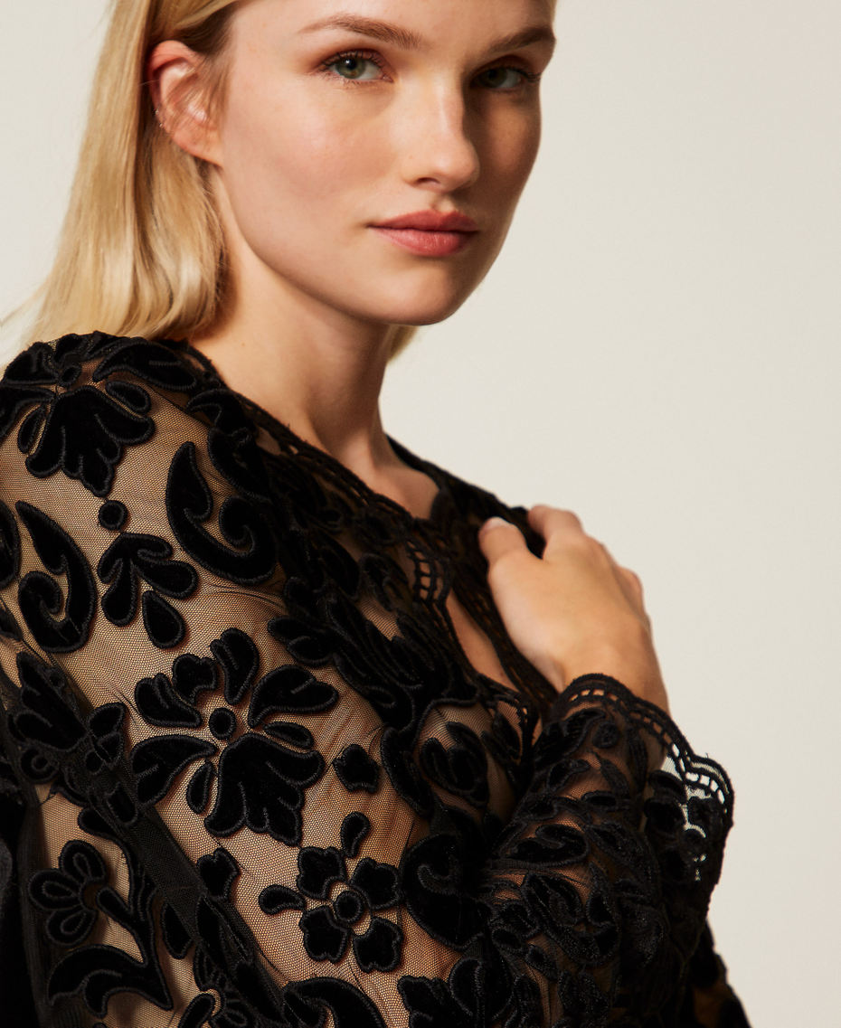 Tulle jacket with embroidery Baroque/Black Embroidery Woman 252TT2090_12894_04