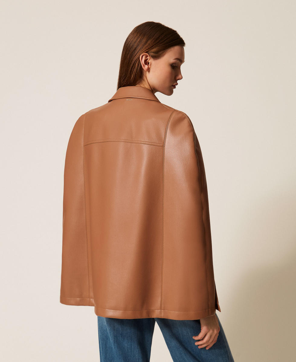 Faux leather cape jacket Caramel Camel Woman 261TP2041_11718_03