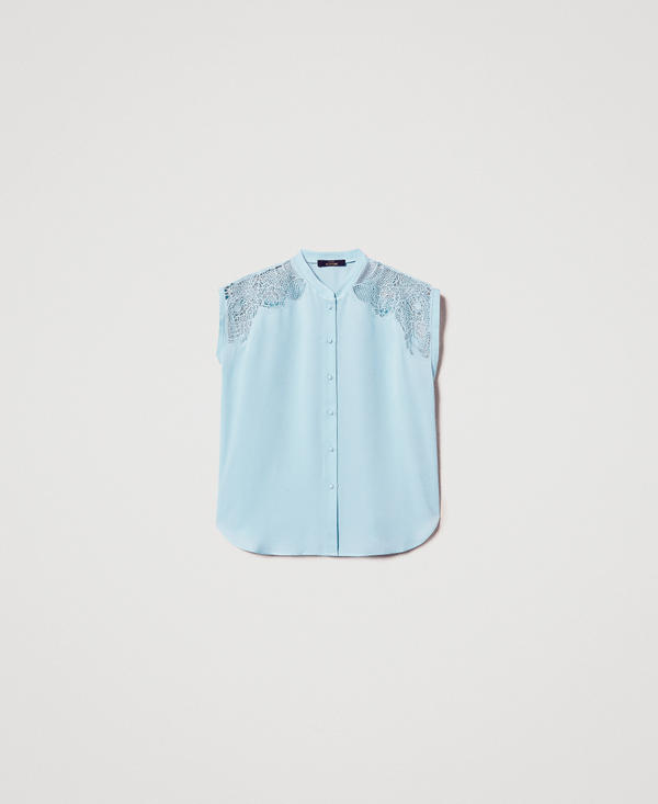 Camicia in twill con ricamo