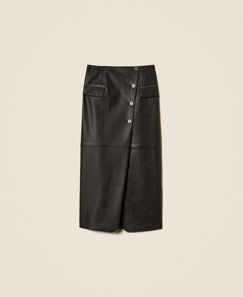 Long wrap-around skirt Black Woman 262LI2KDD_00006_S0
