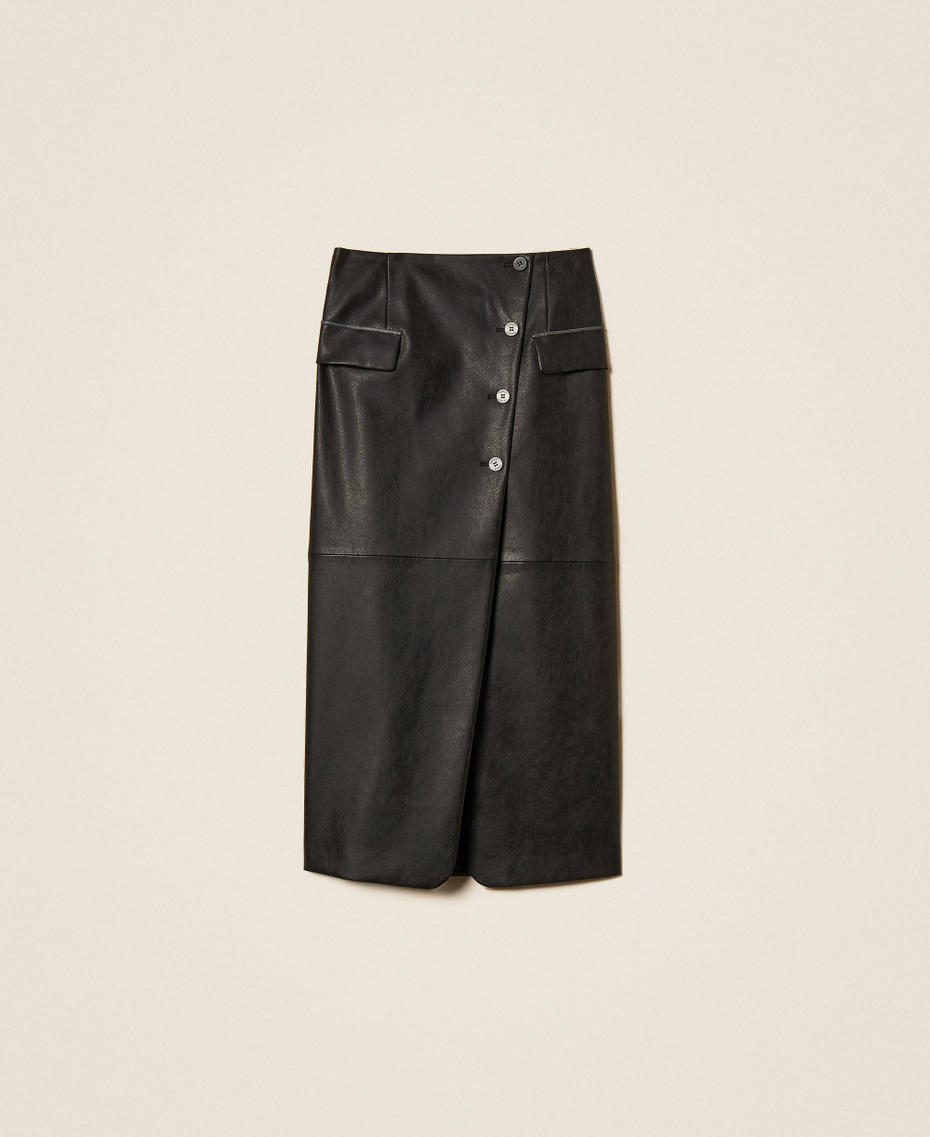 Long wrap-around skirt Black Woman 262LI2KDD_00006_S0