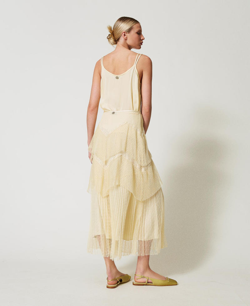 Long tulle skirt with pleated flounces Vanilla Woman 251TP2512_12143_03