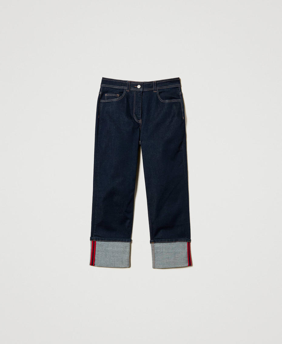 Cropped jeans with folded bottom Rinsed Denim Woman 251AP2352_06295_S0