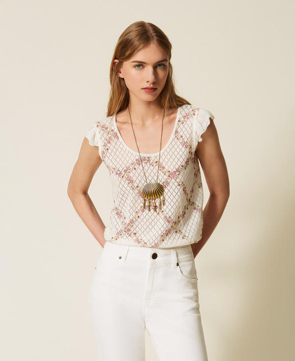 Multi function knit top with cherry print