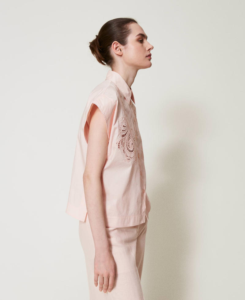 Camicia in popeline con ricamo Rosa Cupcake Donna 251TP2171_00178_02