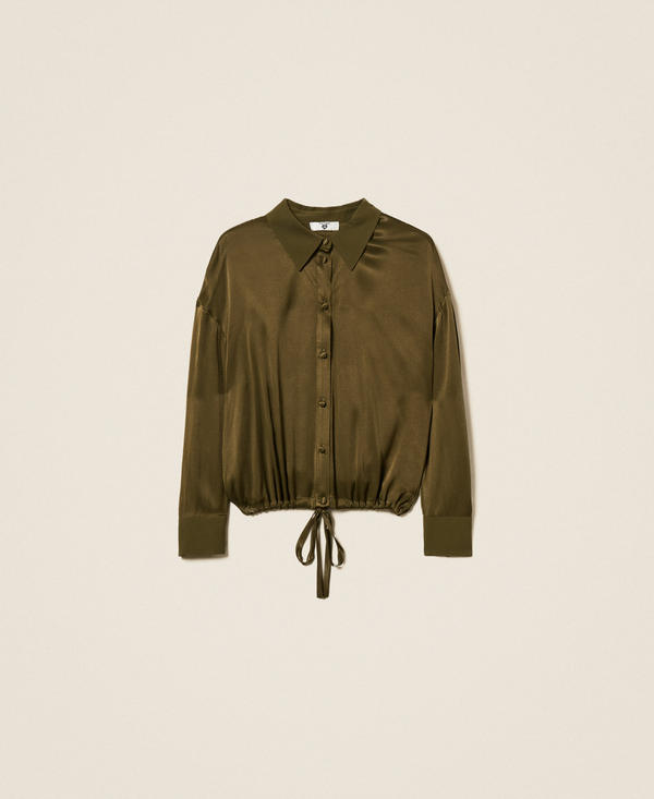 Satin shirt with drawstring