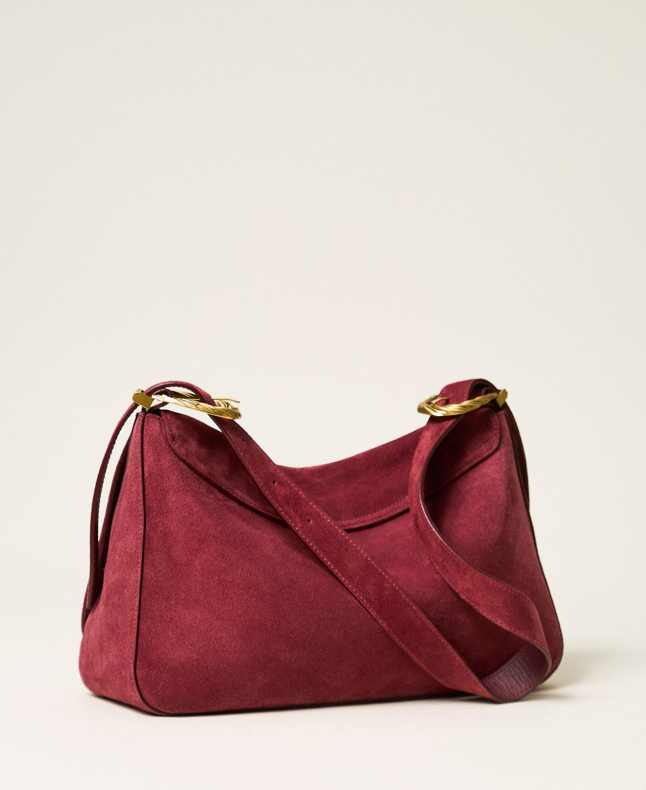 Liliane Tasche aus Veloursleder mit Schnallen Bordeaux Frau 262TD8240_00020_03