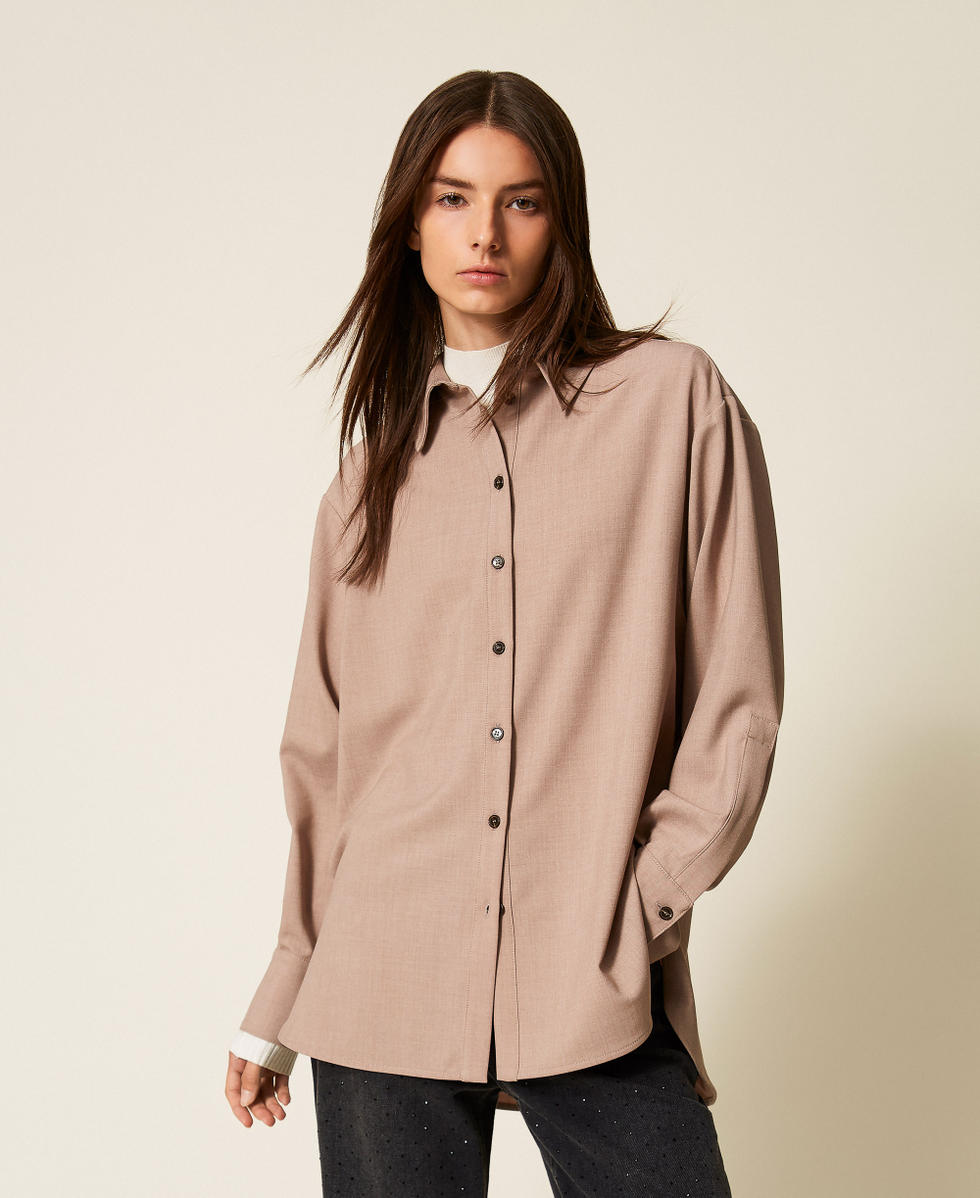 Chemise oversize avec fentes Marron « Tourterelle » Femme 252TF2040_12874_02