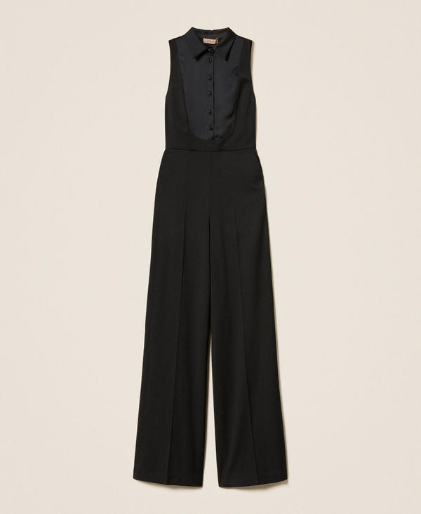 Tuxedo jumpsuit with satin details