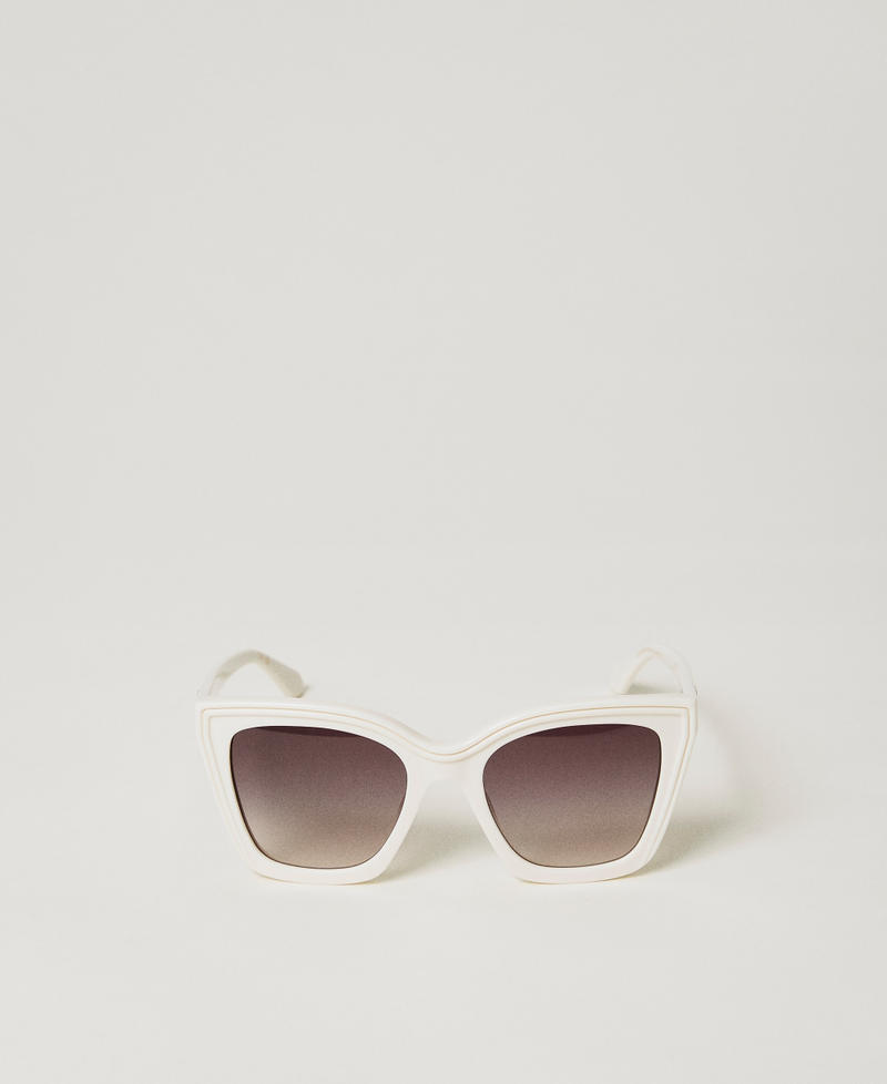 Quadratische Sonnenbrille Shiny White Snow Frau 999TZ5063_12466_01