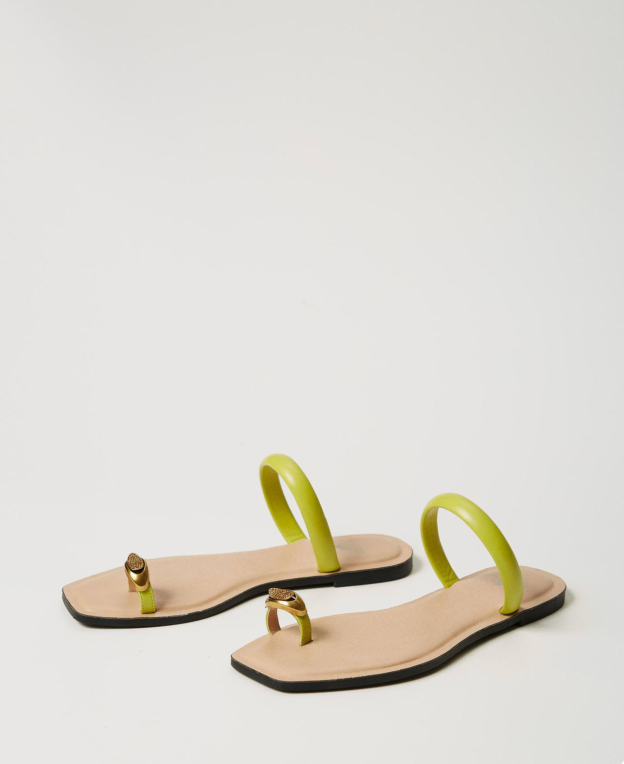 Slide sandals with jewel detail Green Grenoble Woman 251LBP012_12131_02