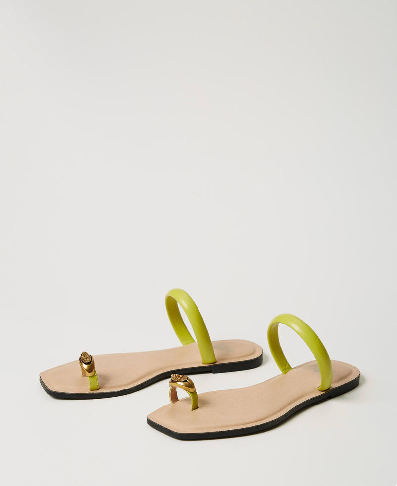 Slide sandals with jewel detail Green Grenoble Woman 251LBP012_12131_02