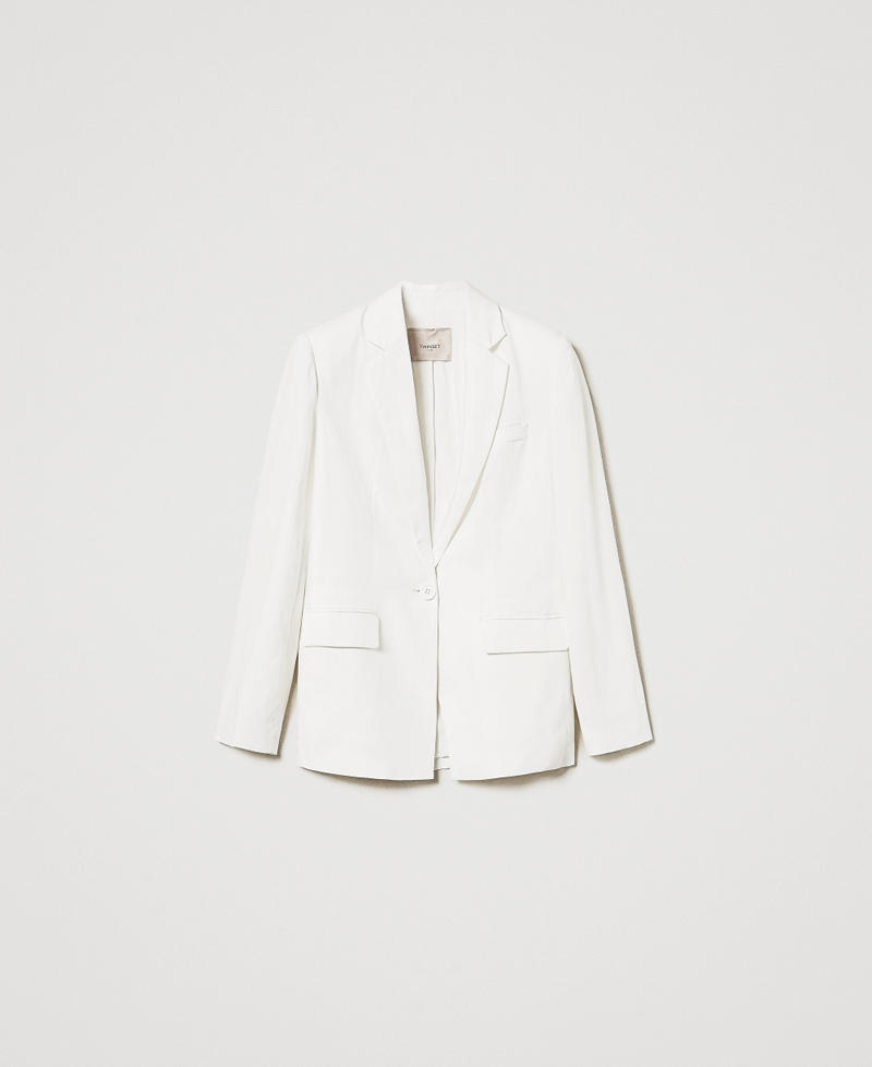 Linen-blend blazer White Snow Woman 251TT2073_00282_S0