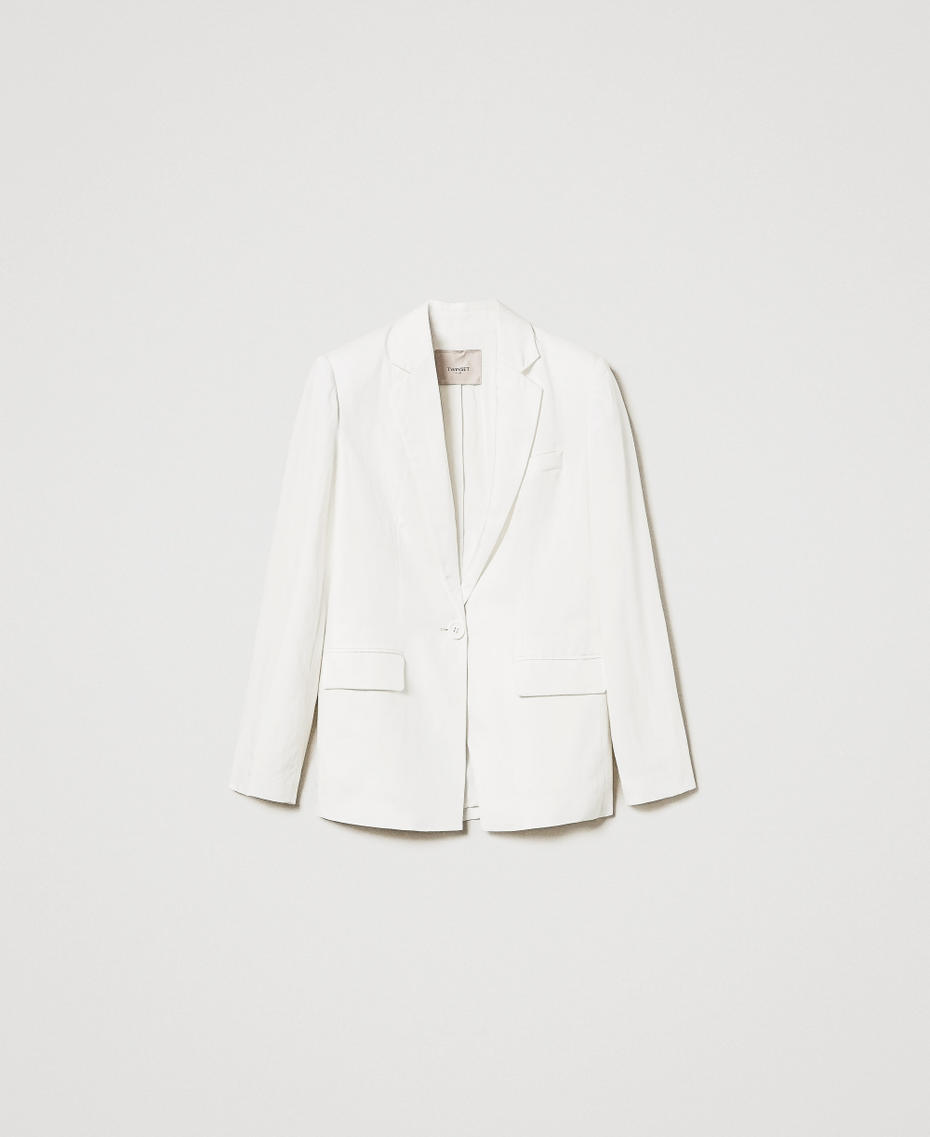 Linen-blend blazer White Snow Woman 251TT2073_00282_S0