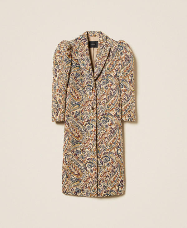 Jacquard coat with cashmere pattern