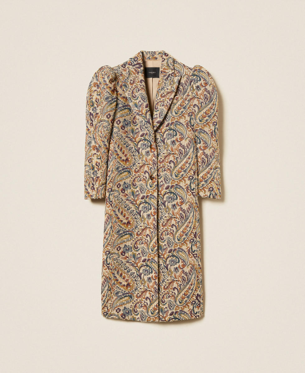 Jacquardmantel mit Kaschmirmuster