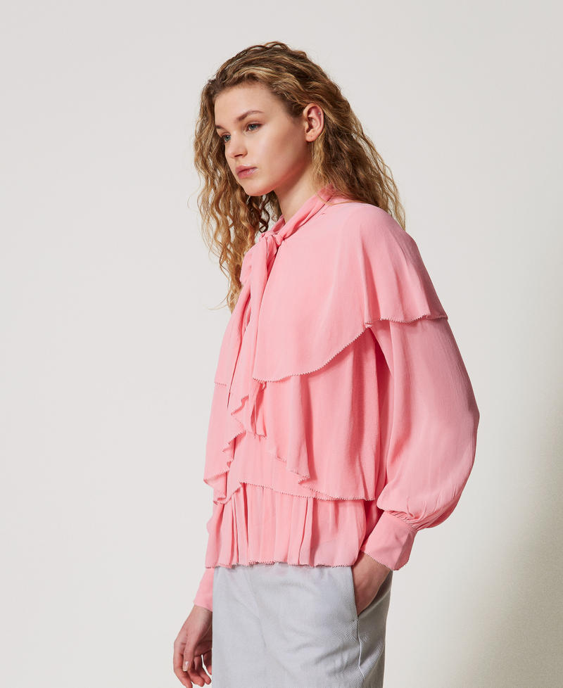 Georgette blouse with flounces Peach Woman 251TP2742_12142_02