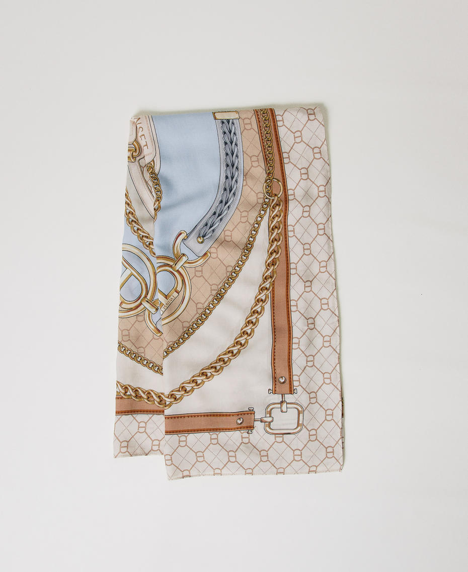 Printed kefiah with Oval T Water Green Oval T Print Woman 251TO5230_12412_01