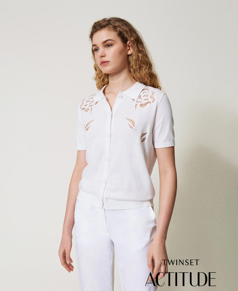 Camicia in maglia con ricami Bianco "Papers" Donna 251AX3011_00840_PA