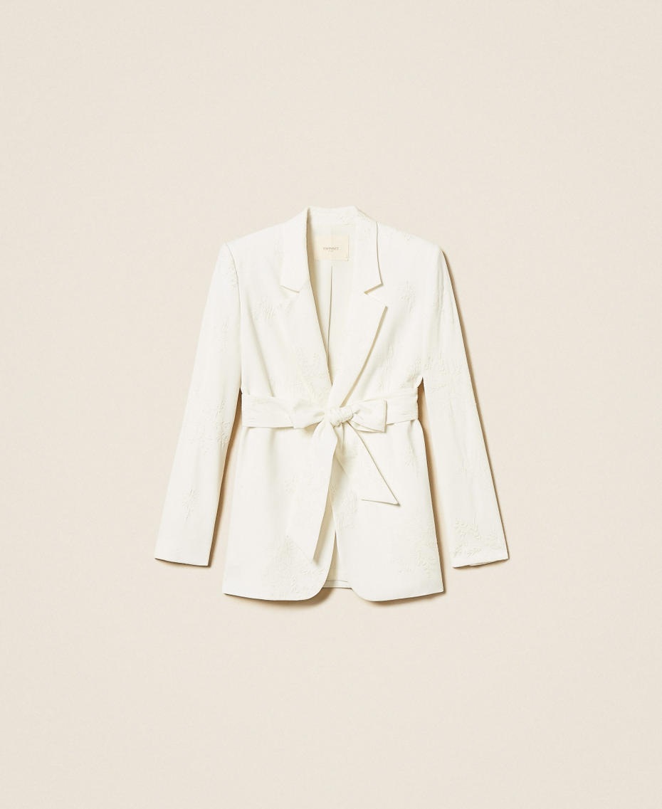 Bestickter Blazer mit G&uuml;rtel Lilie Frau 261TE2020_00381_S0