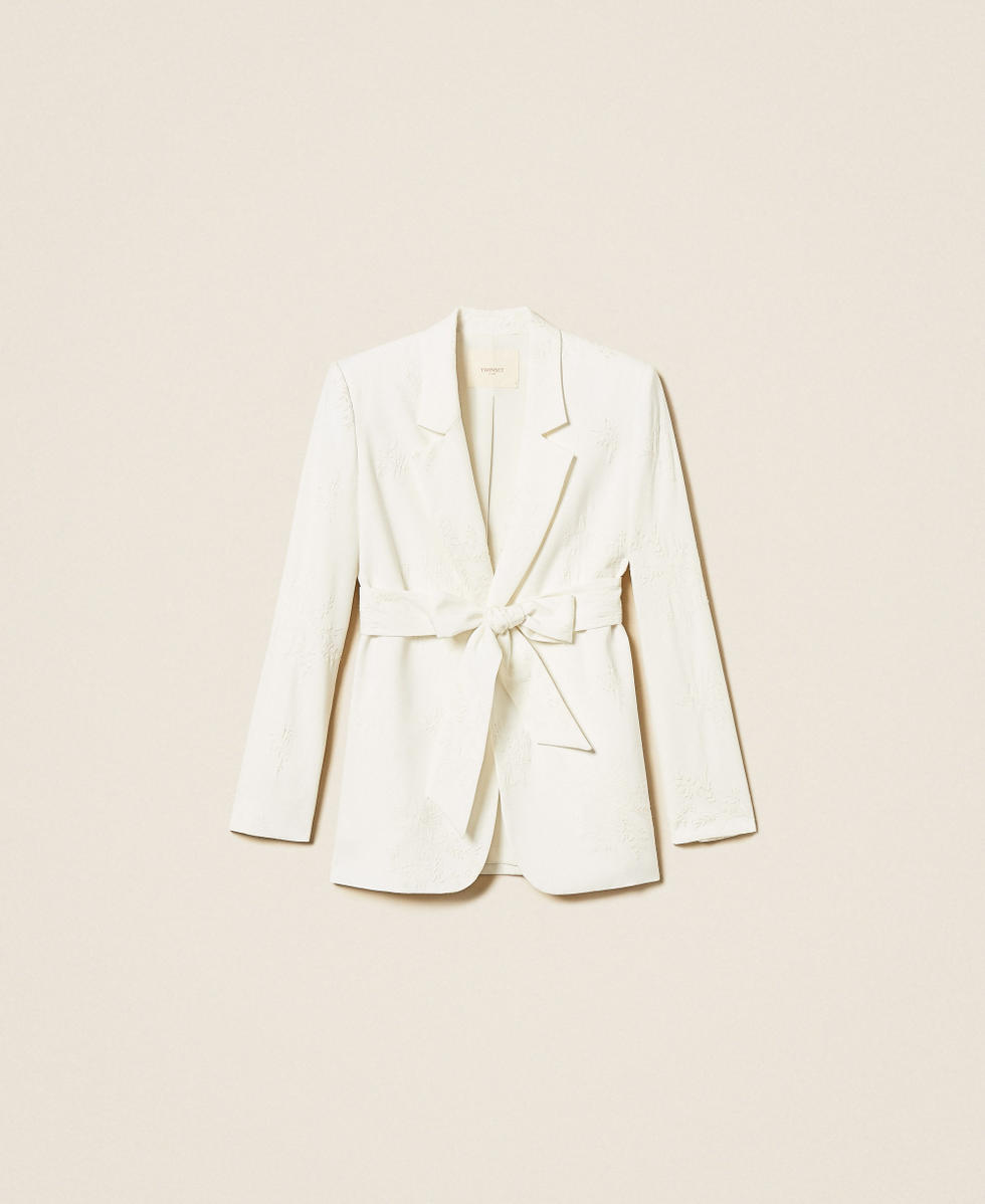 Bestickter Blazer mit G&uuml;rtel