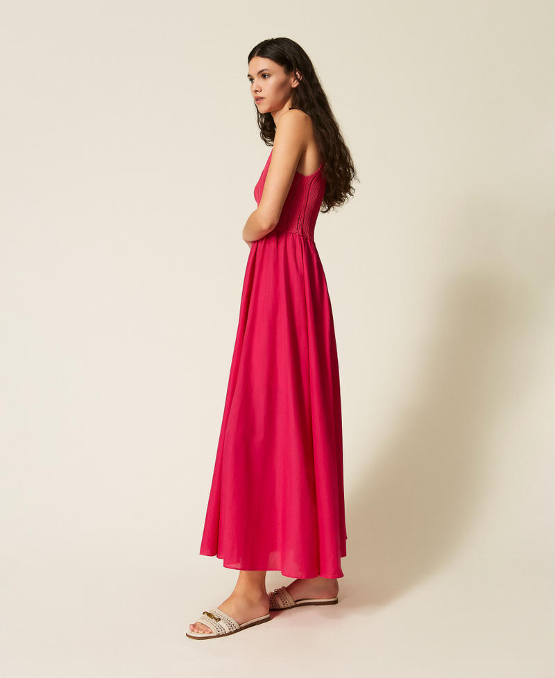 Langes Kleid mit Oberteil aus Strick Fuchsia Cyclamen Frau 261LB3EDD_13188_02