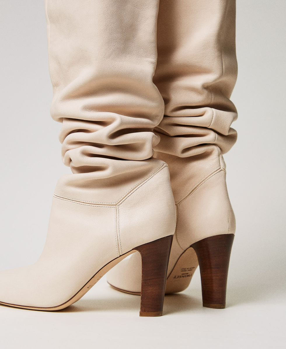 Nappa leather thigh-high boots