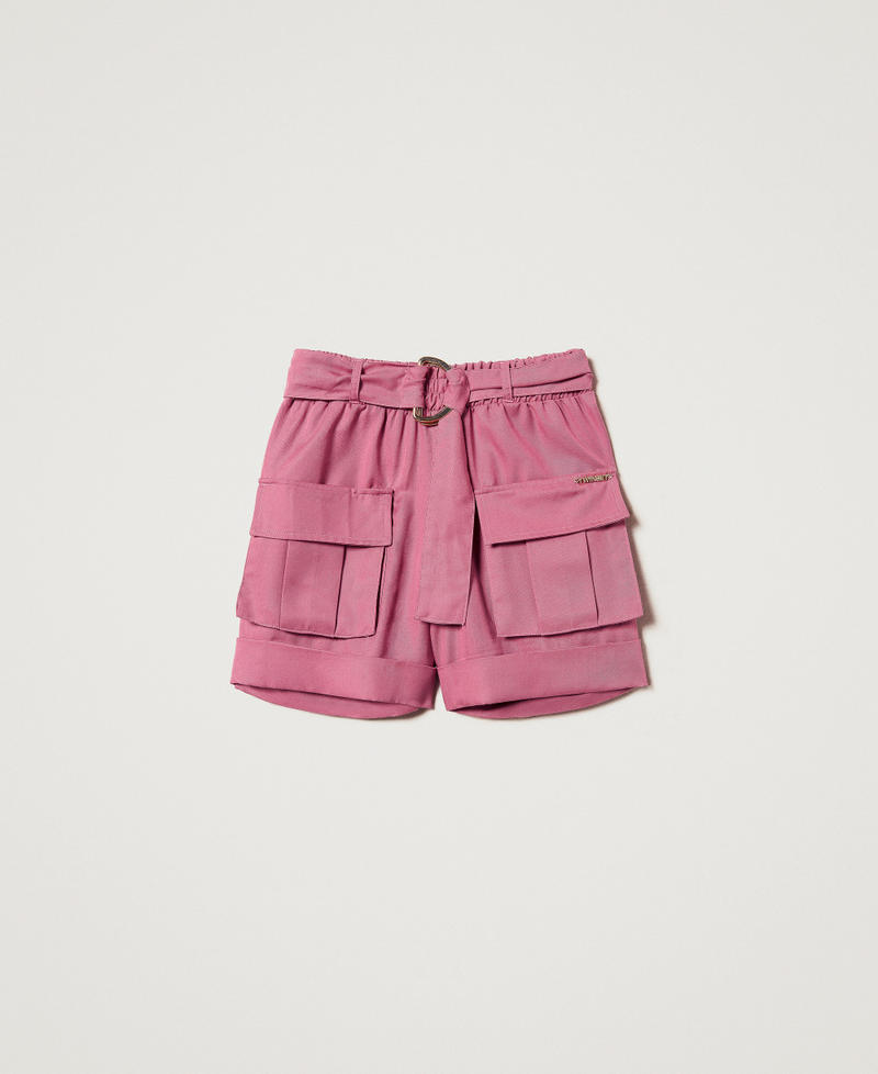 Shorts with utility pockets and belt "Flamingo" Pink Girl 251GJ2461_00868_S0