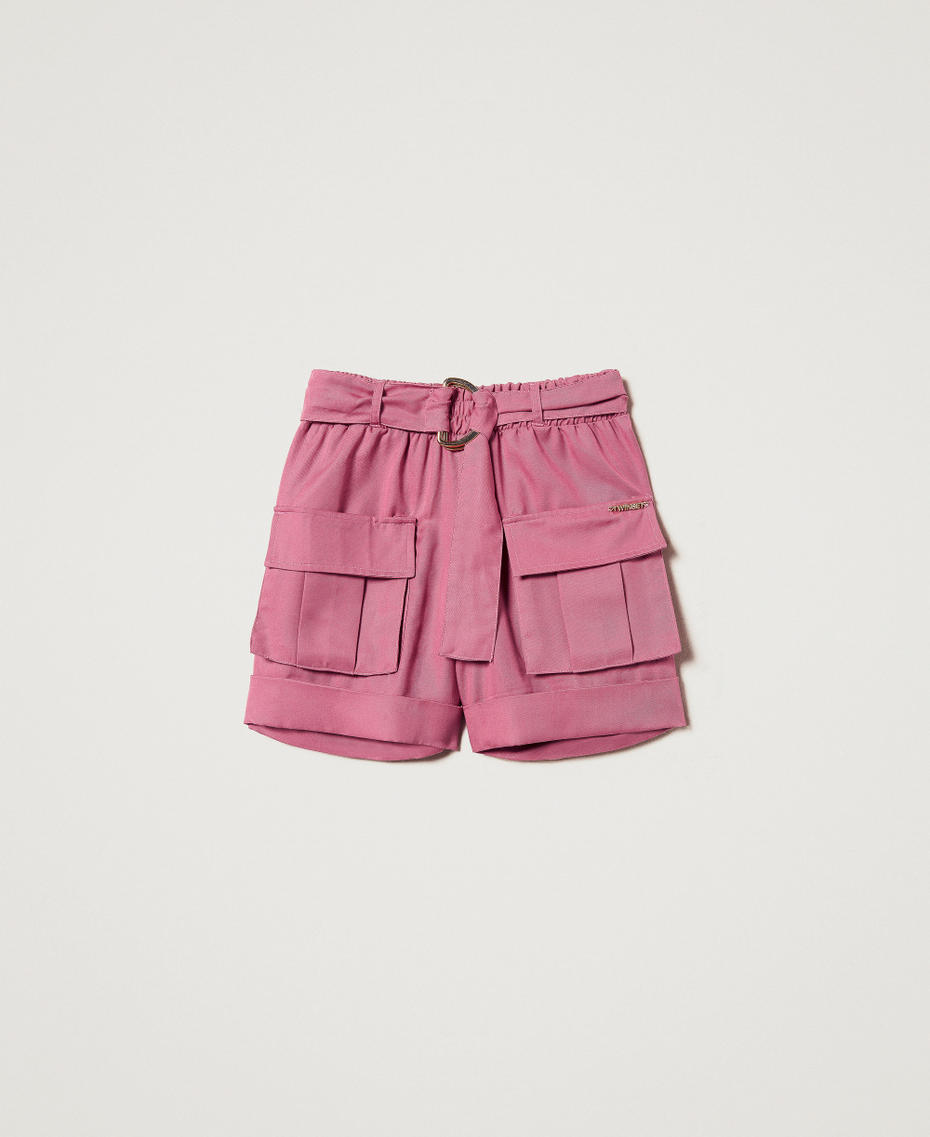 Shorts with utility pockets and belt "Flamingo" Pink Girl 251GJ2461_00868_S0
