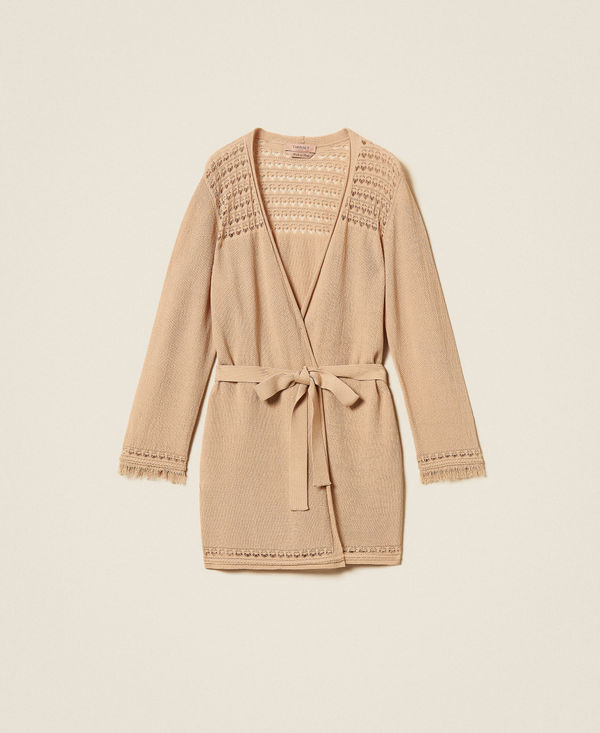Strick-Cardigan mit Zopfmuster