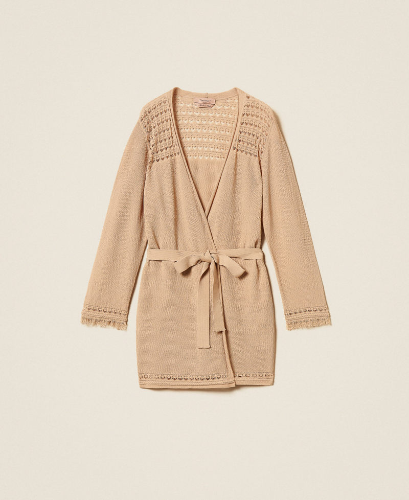Strick-Cardigan mit Zopfmuster Nougat Beige Frau 262TP3Q22_00519_S0