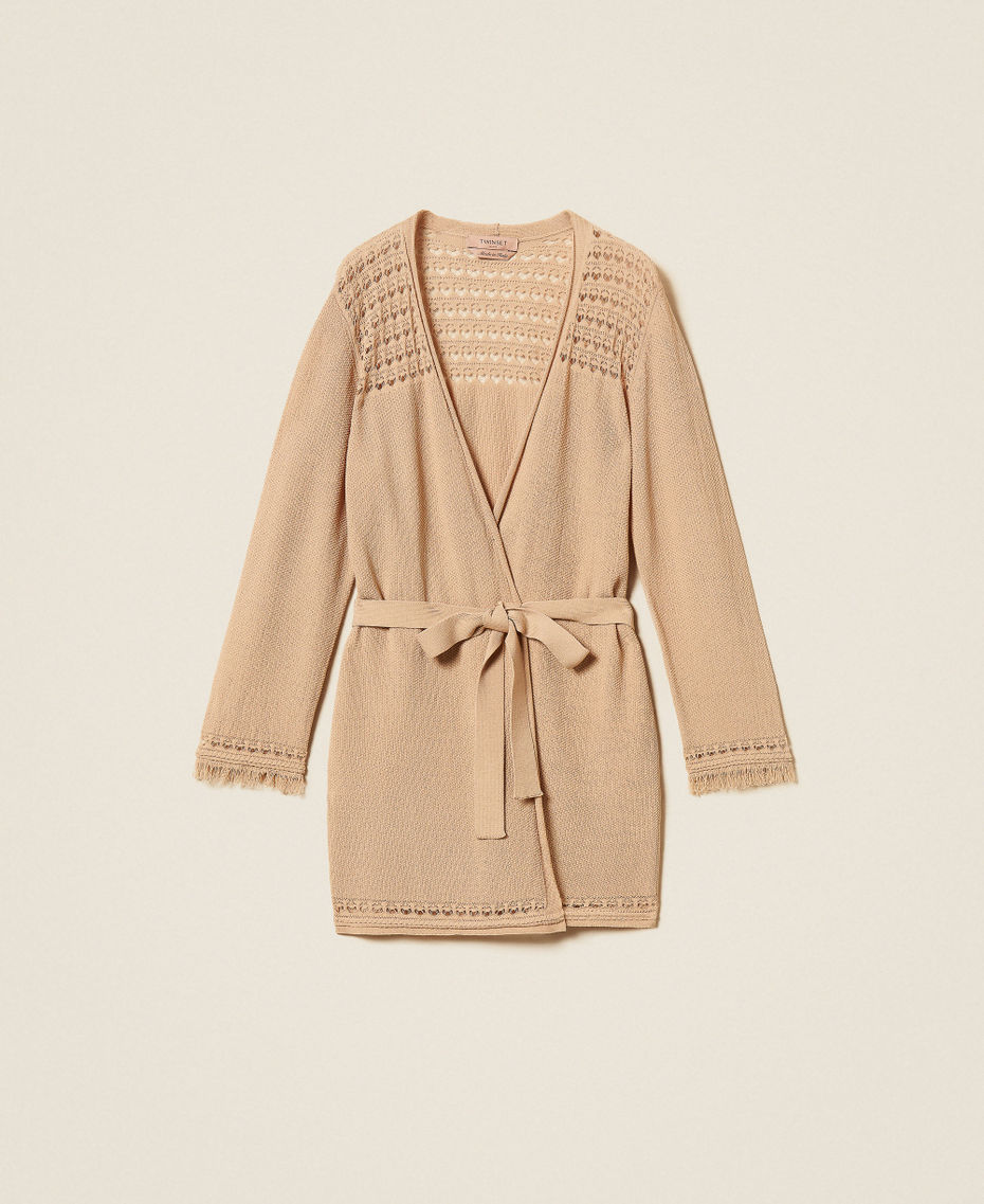 Strick-Cardigan mit Zopfmuster Nougat Beige Frau 262TP3Q22_00519_S0