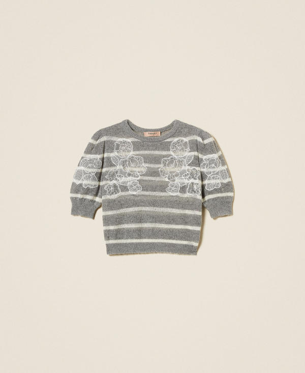 Pullover aus Mohairmischung mit Spitze