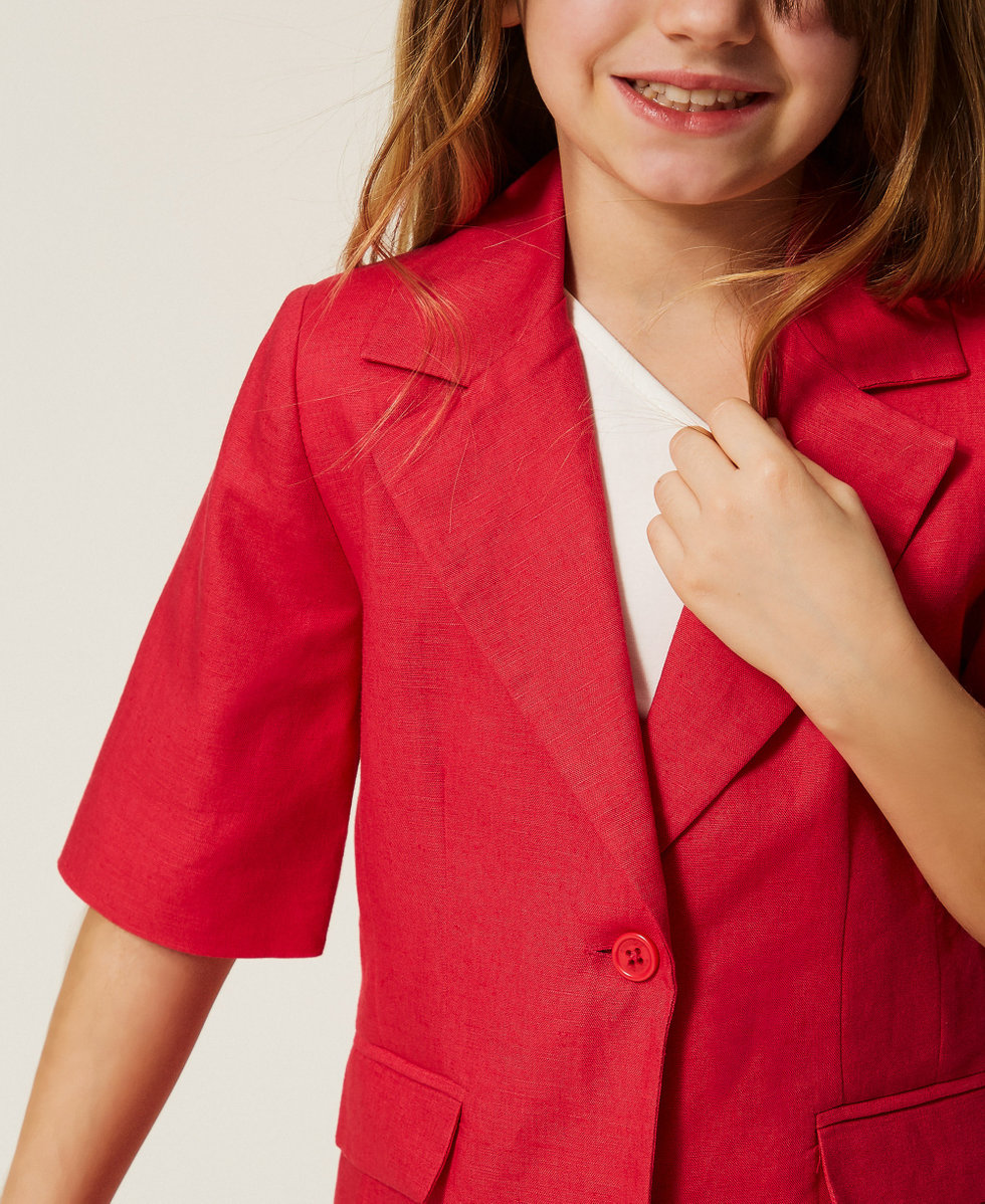 Giacca blazer in lino Rosso "Magenta" Bambina 261GJ2035_13160_04