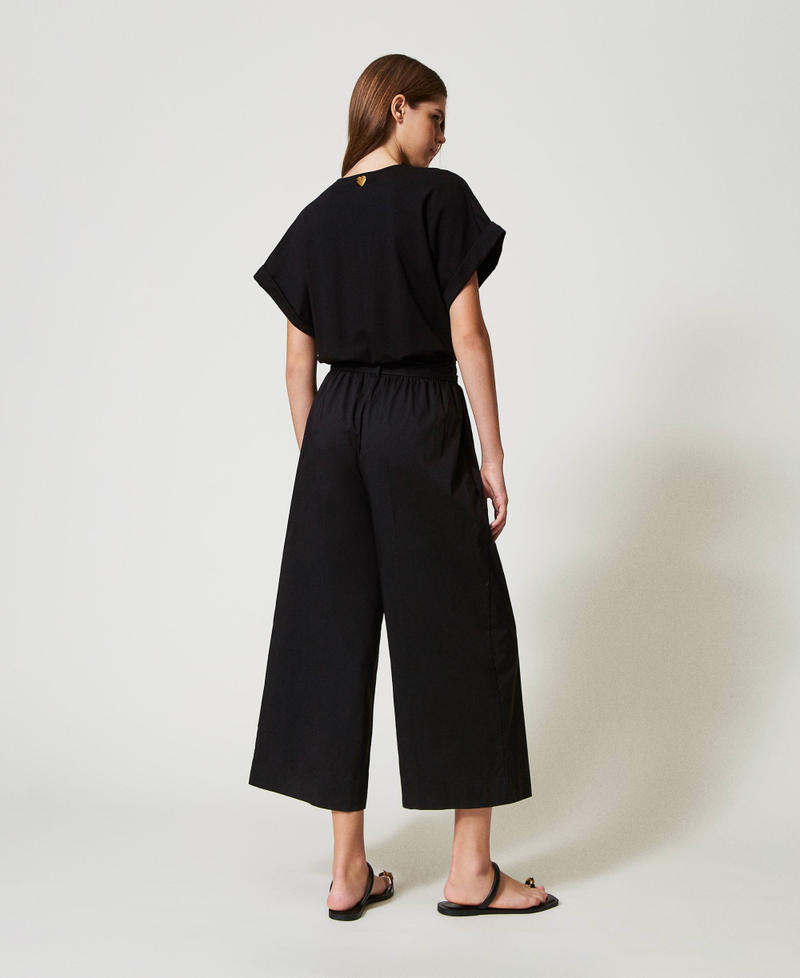 Poplin jumpsuit with belt Black Woman 251LB2JBB_00006_03