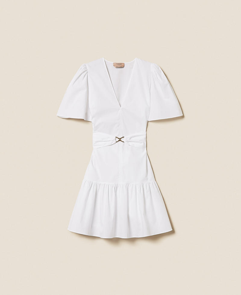 Short poplin dress with logo belt White Woman 261TT2160_00001_S0