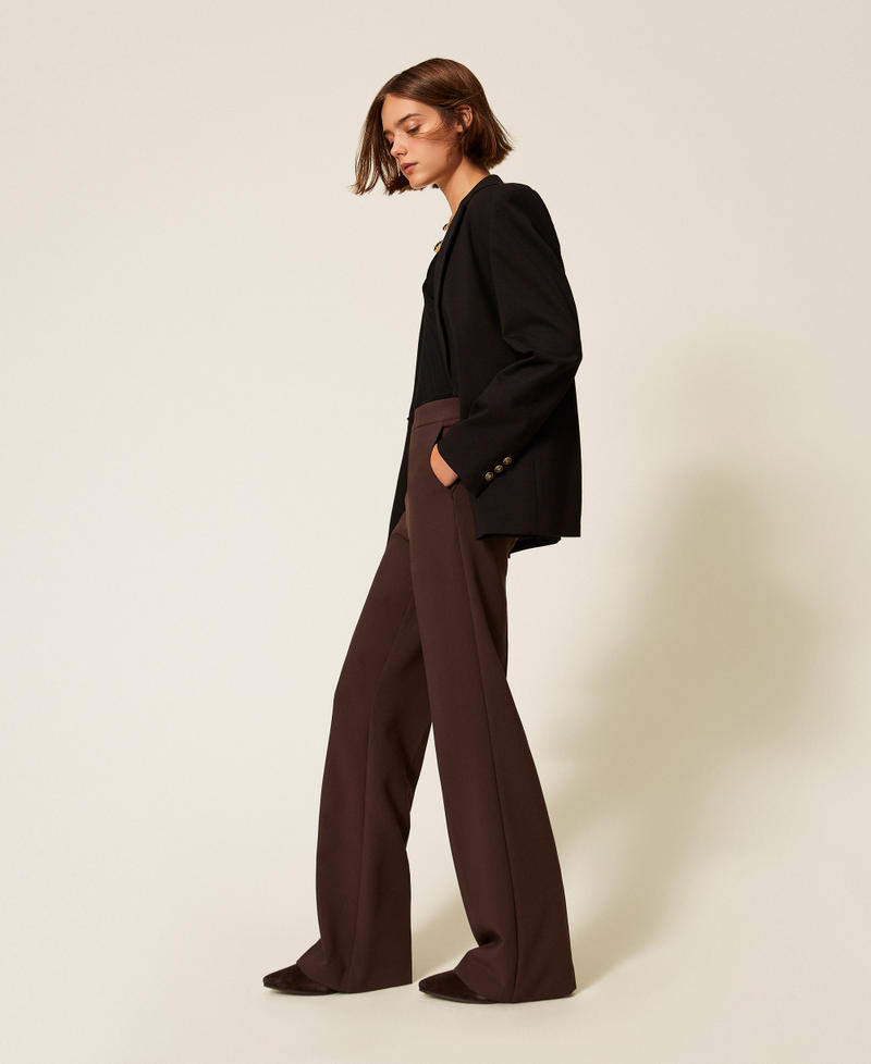 Straight leg crêpe trousers Black Chocolate Woman 252TT2381_11054_02