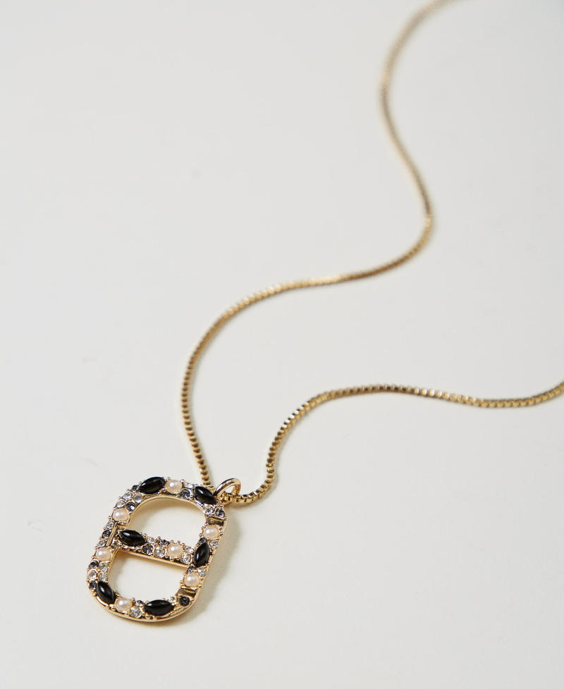 Halskette mit „Oval T“-Anhänger Schwarz Frau 251TO5360_00006_02