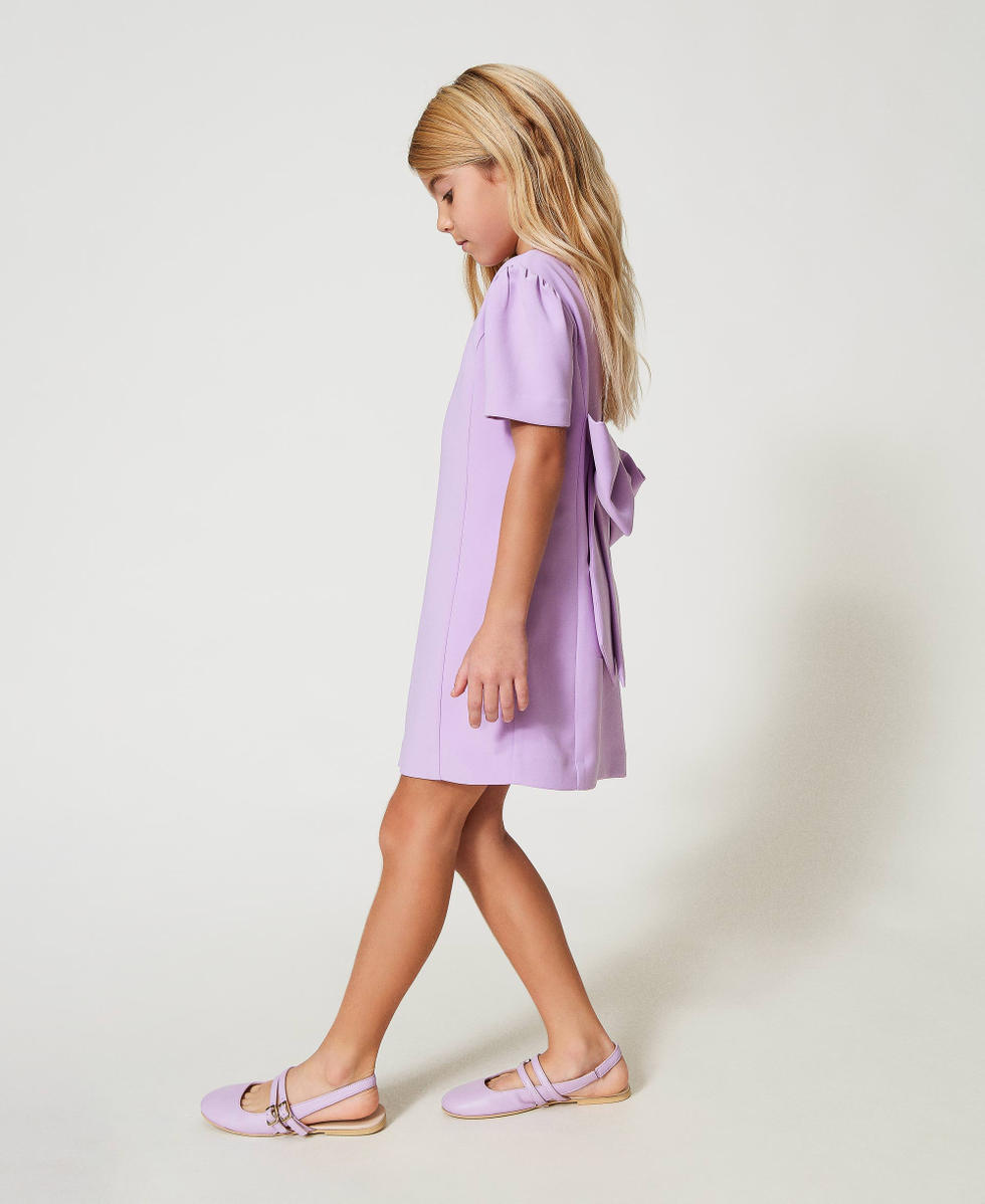 Abito corto in cr&ecirc;pe con fiocco Pastel Violet Bambina 251GJ2QN9_11862_01