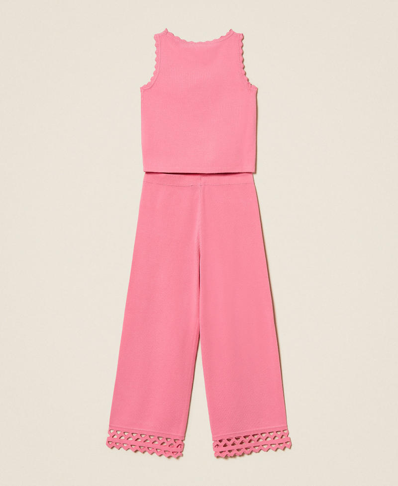 Top e pantaloni baby in maglia con smerli Rosa "Aurora Pink" Bambina 261GB3071_07207_S1
