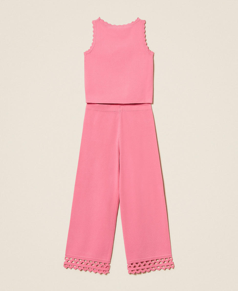 Top e pantaloni baby in maglia con smerli Rosa "Aurora Pink" Bambina 261GB3071_07207_S1
