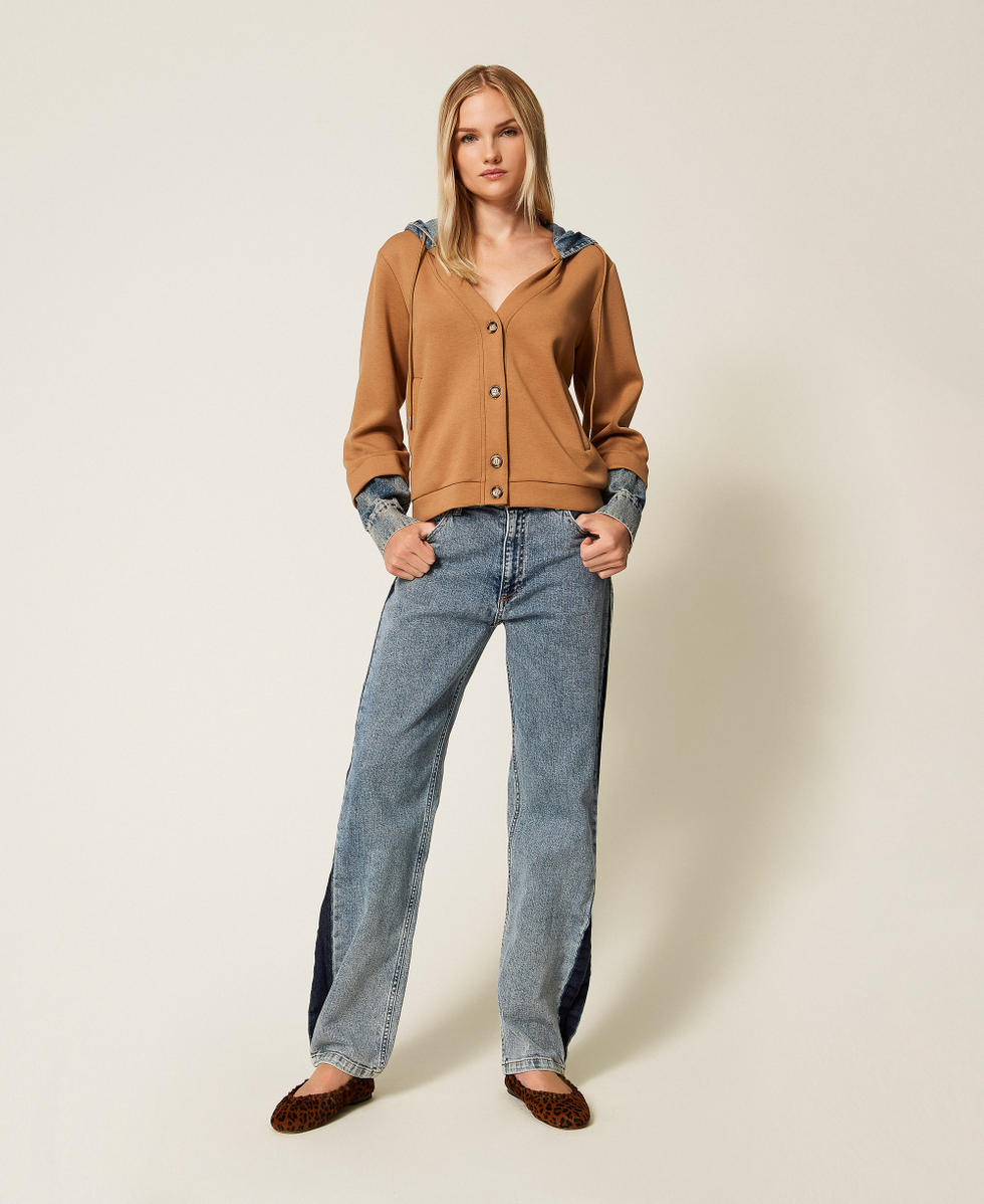 Two-tone five-pocket jeans Two tone Light/Dark Denim Woman 252LI2HBB_12680_02