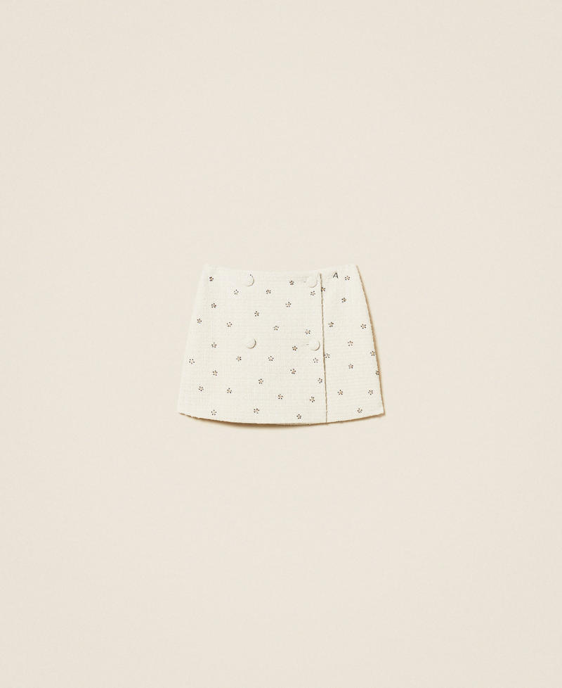 Mini-jupe en tissu bouclé avec broderies Blanc Neige Femme 252AP2132_00282_S0