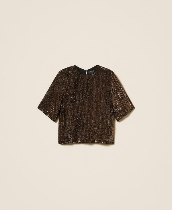 Sequin crew neck blouse