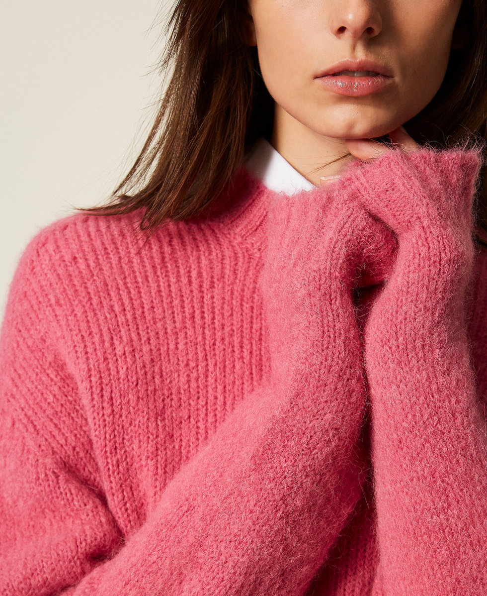 Pullover aus Alpakamischung Dunkles Cashmere Rose Frau 252TT3136_12905_05