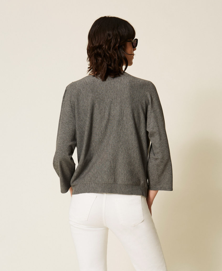 Dual-use maxi jumper Mid Grey Melange Woman 262TP3Q11_12838_03