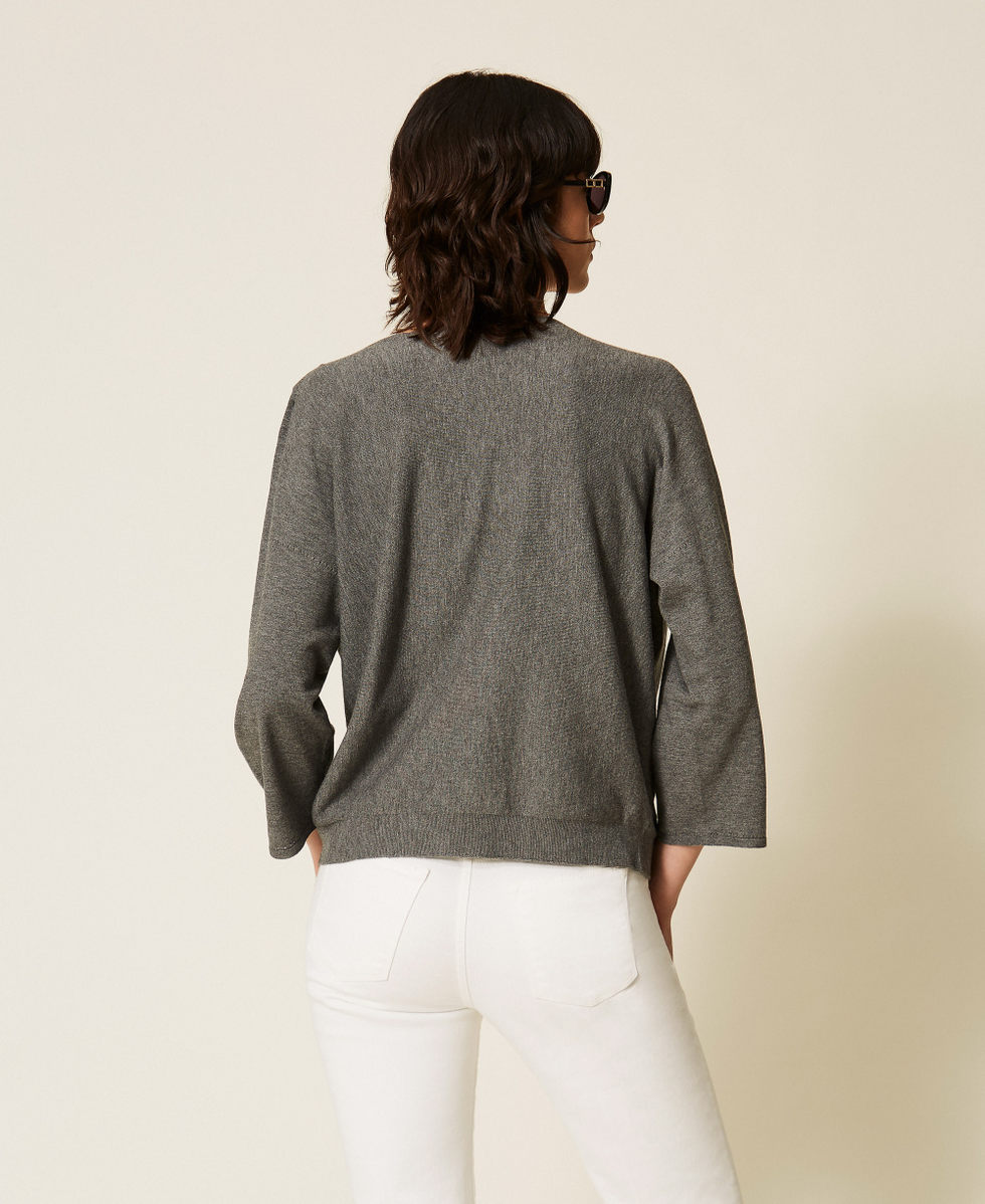 Dual-use maxi jumper Mid Grey Melange Woman 262TP3Q11_12838_03